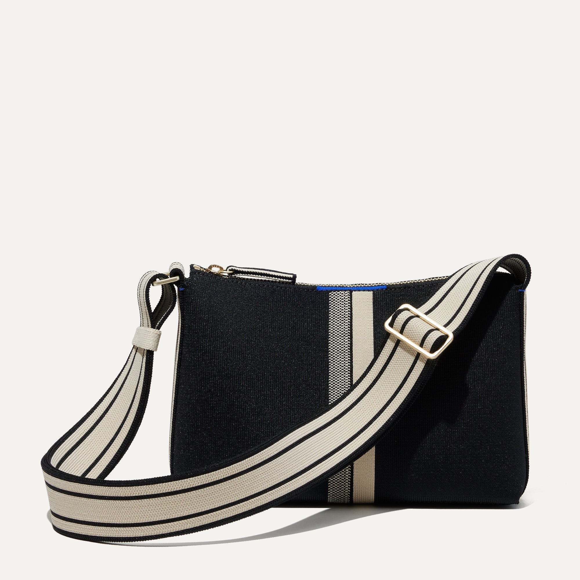 The Casual Crossbody - Black and Ivory Stripe - 图片 2