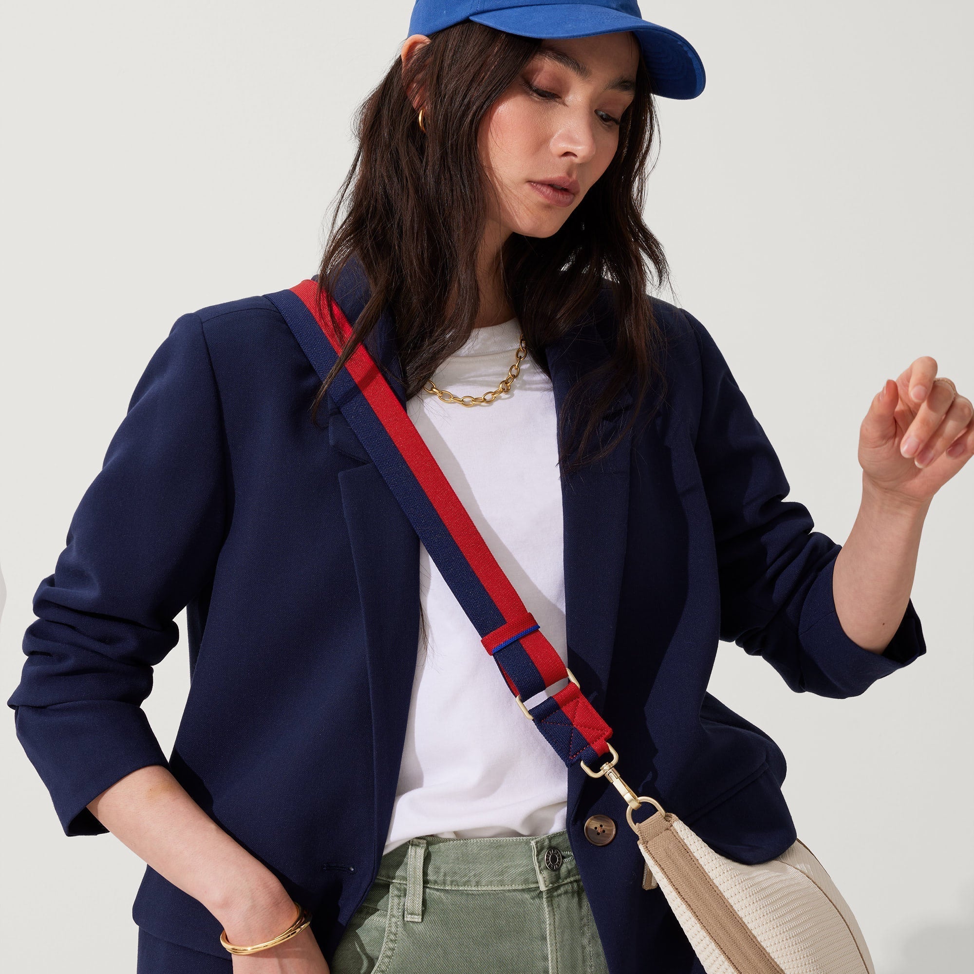 The Crossbody Strap - Navy and Red - 图片 2