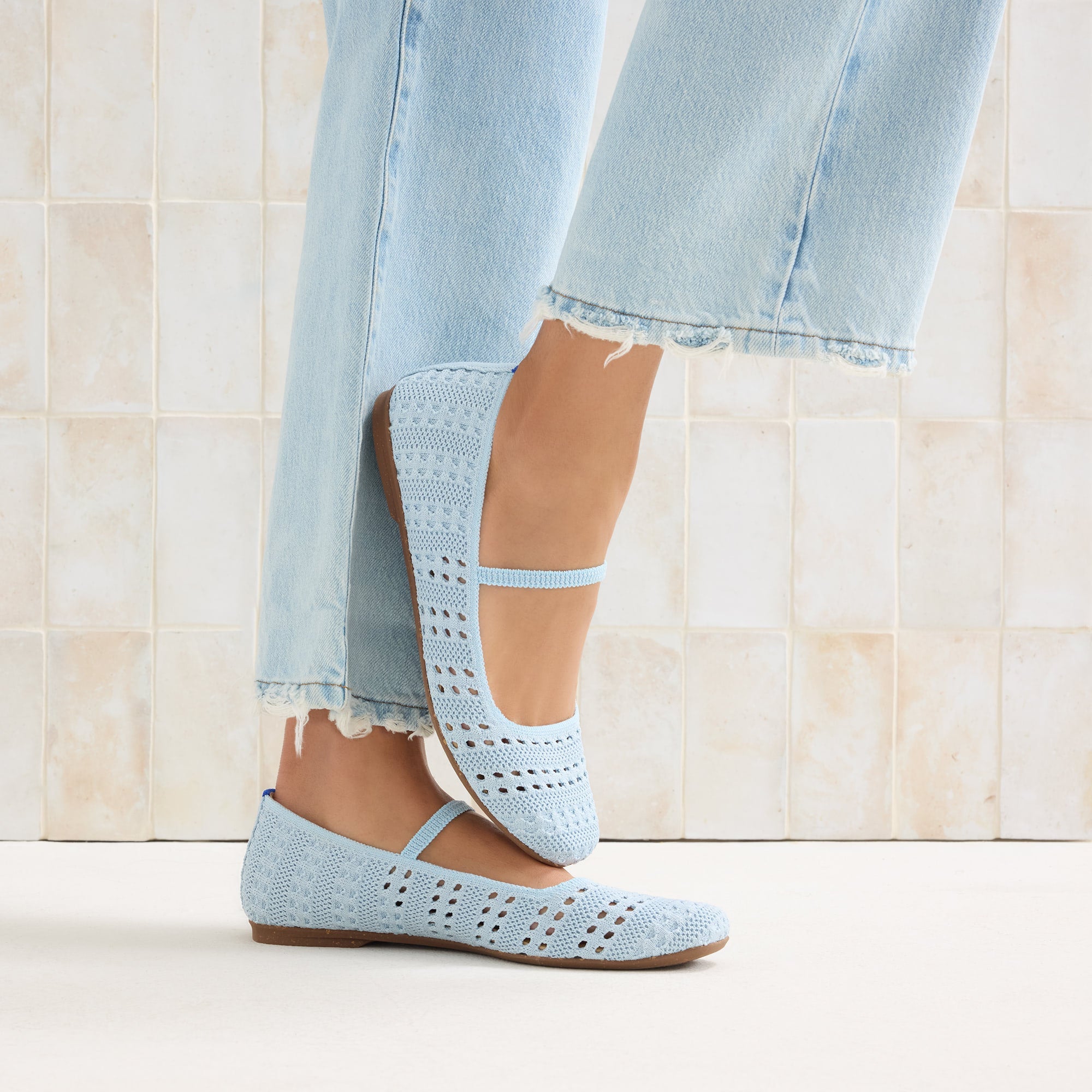 The Max Square Mary Jane - Powder Blue Crochet - 图片 2