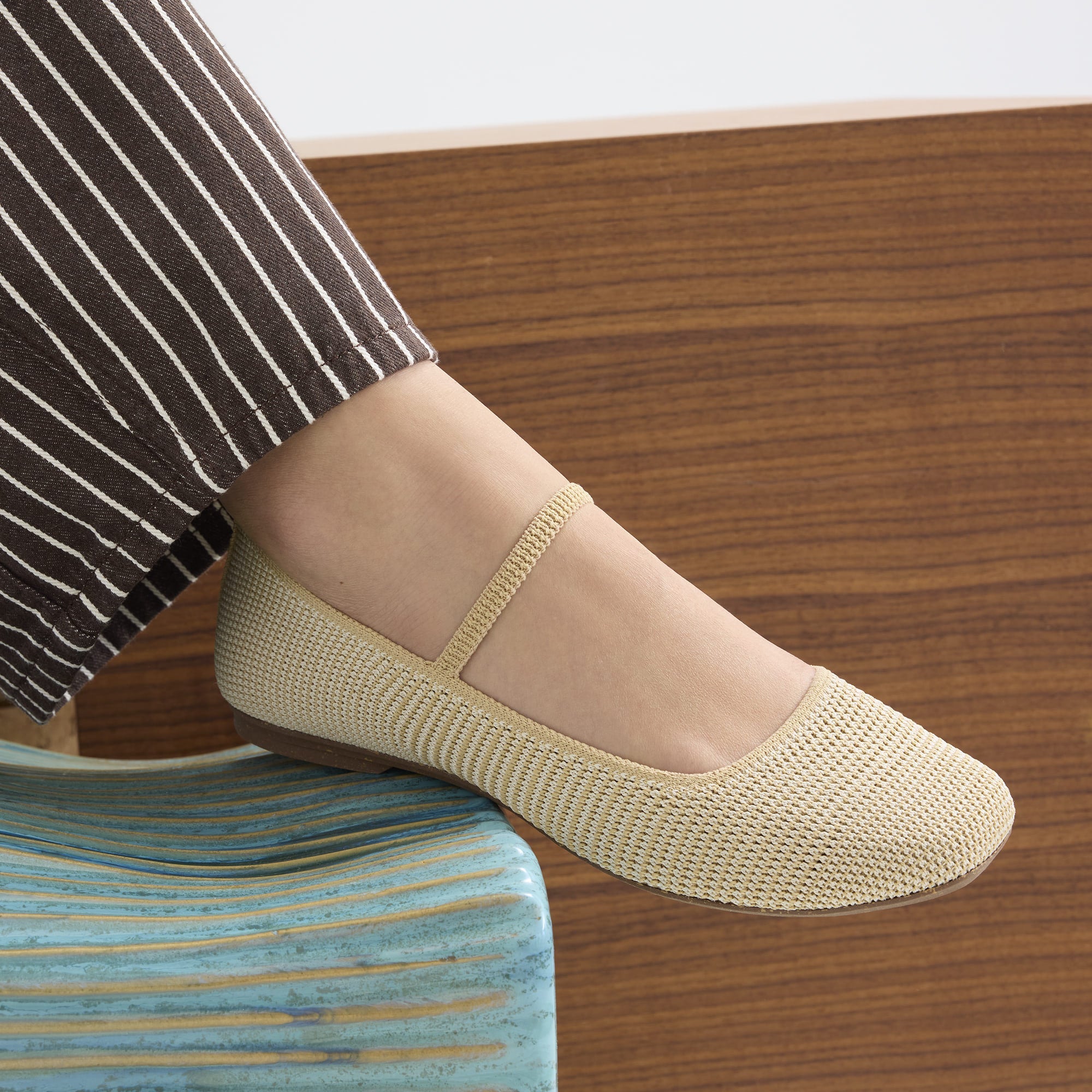 The Max Square Mary Jane - Cream Raffia-Knit - 图片 2