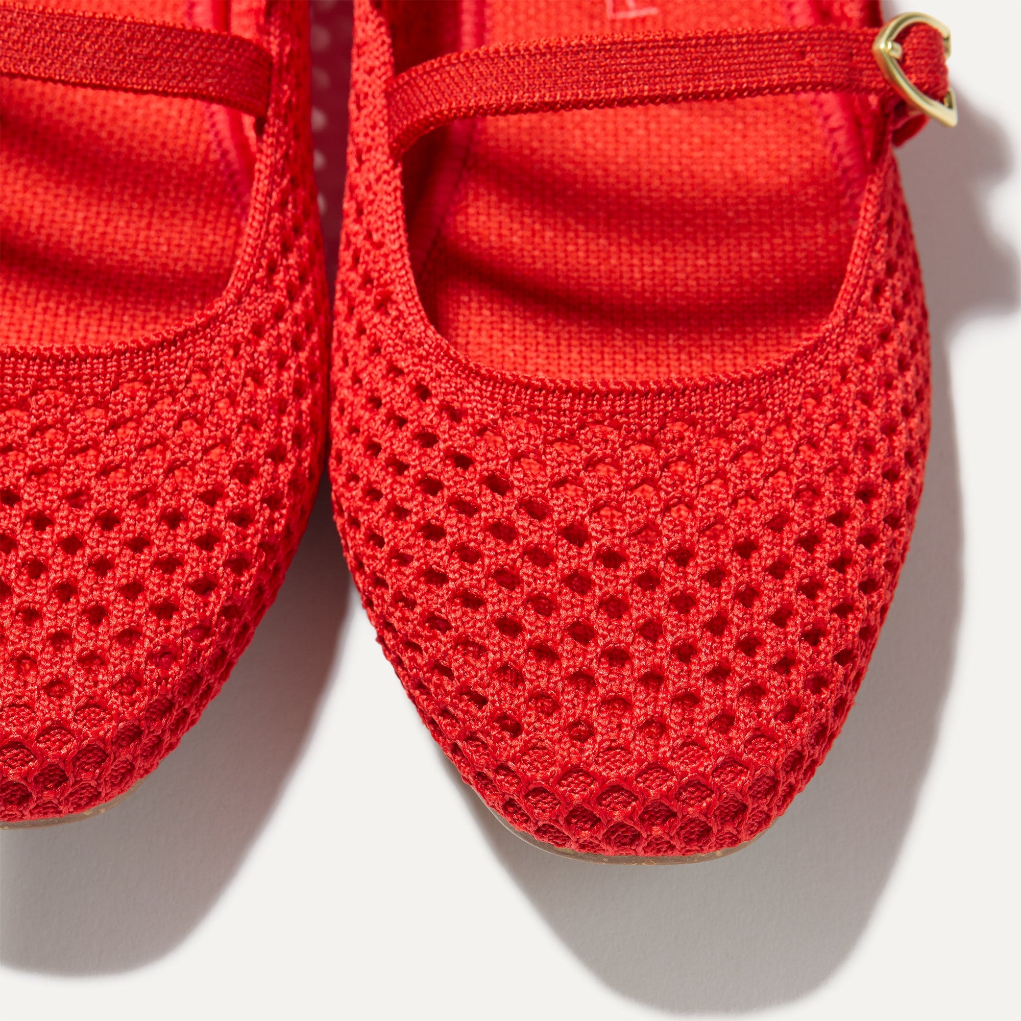 The Double Buckle Mary Jane - Bright Red Mesh - 图片 4