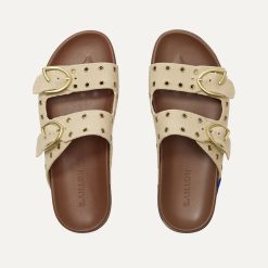 The Buckle Slide - Eyelet Wheat