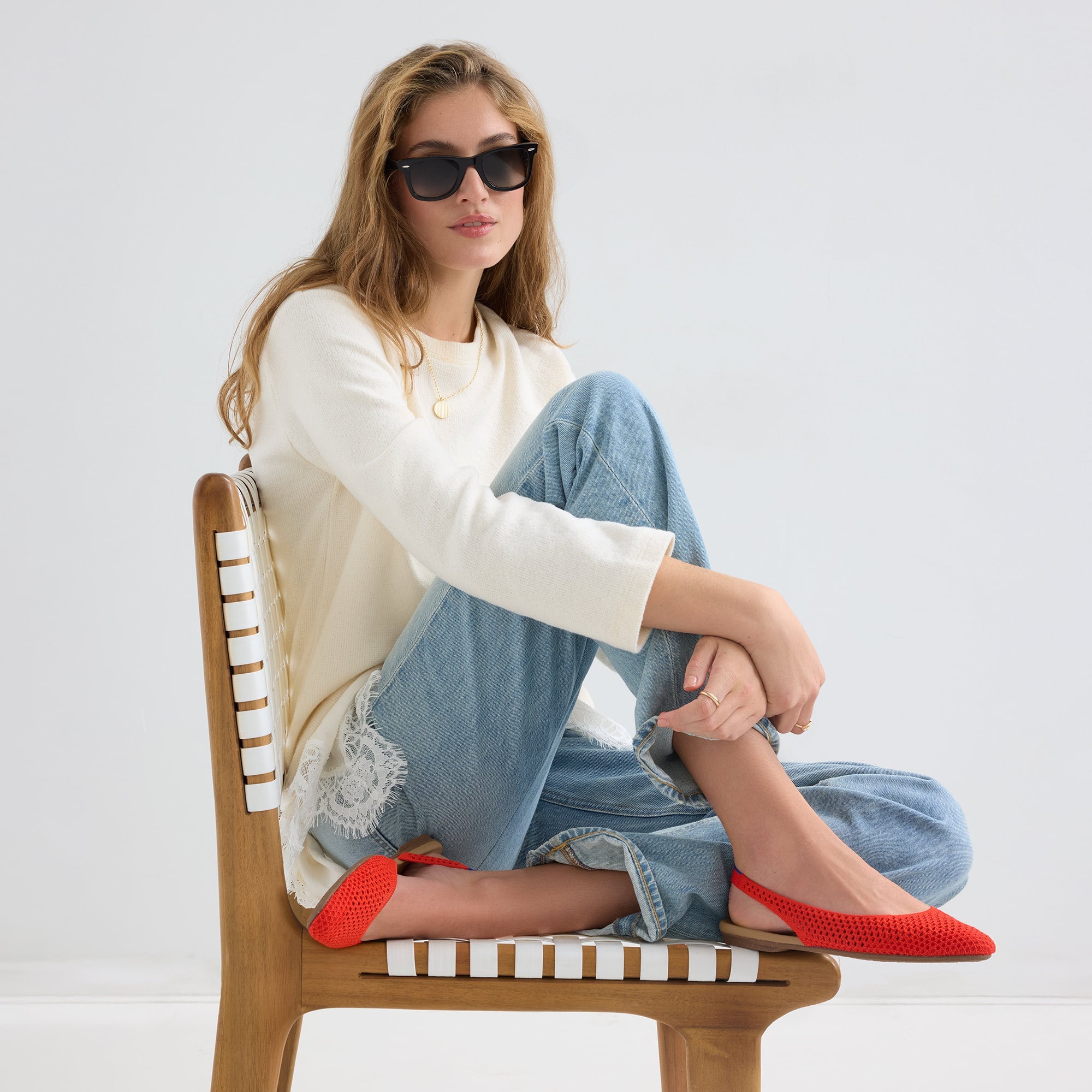 The Almond Slingback - Poppy Mesh - 图片 3