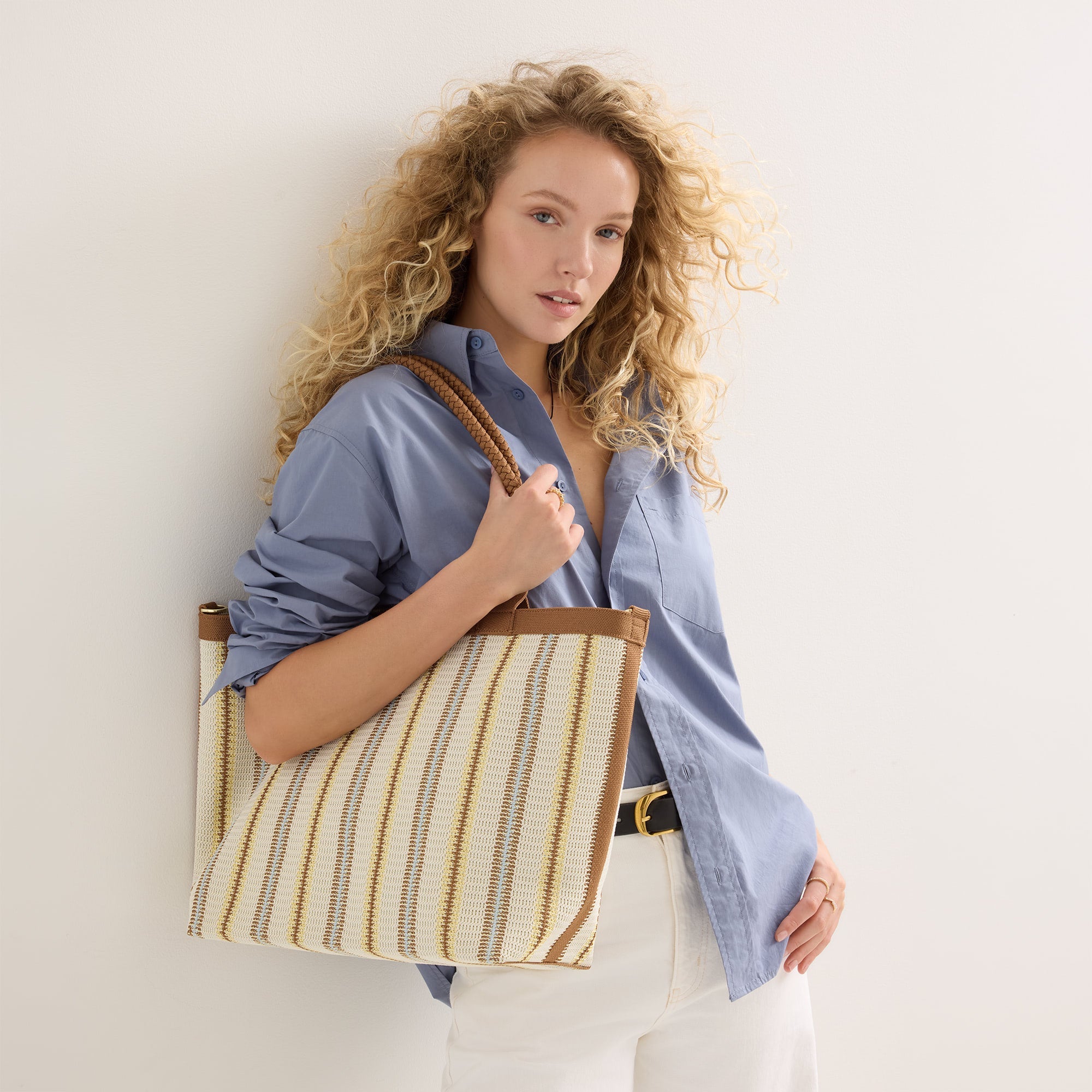 The Lightweight Zip Tote - Sunbeam Market Stripe - 图片 3