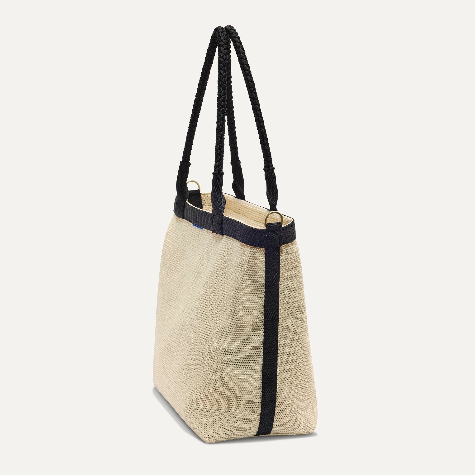 The Lightweight Zip Tote - Black and White Raffia-Knit - 图片 4