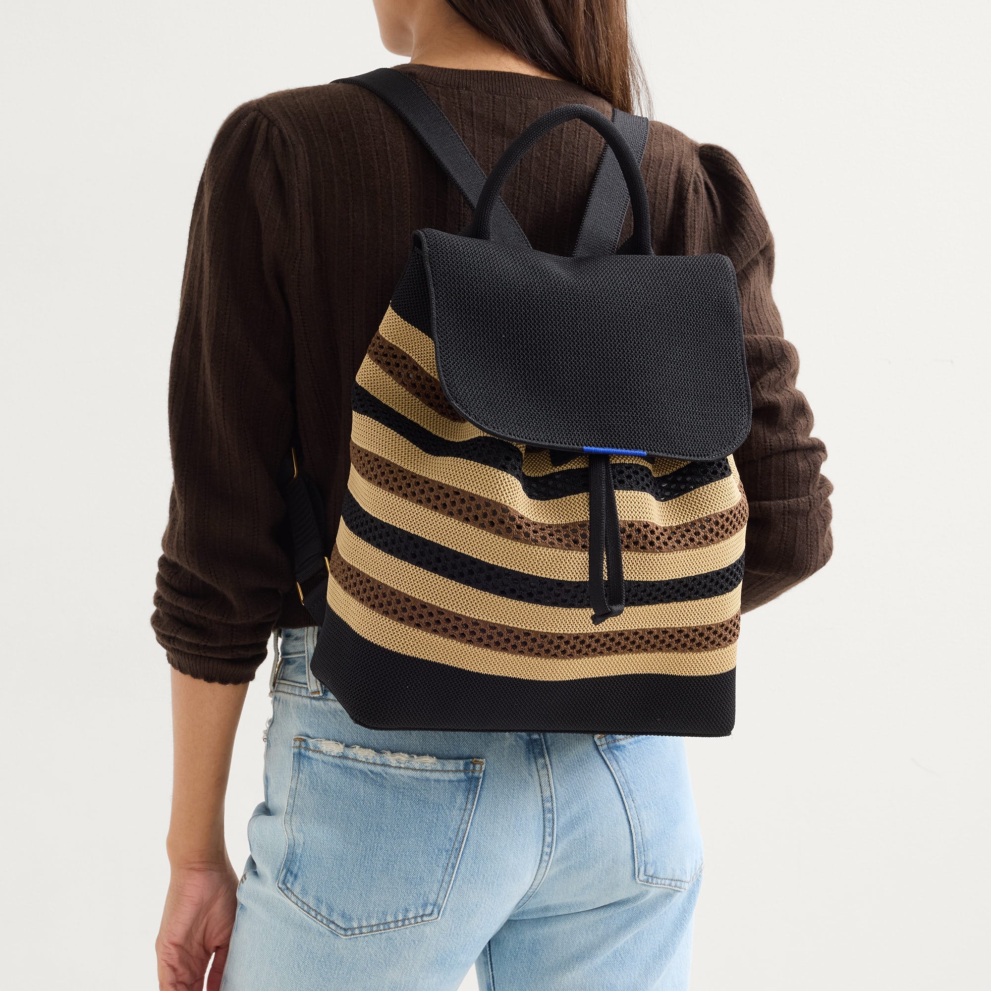 The Cinch Backpack - Mocha Stripe Crochet - 图片 3