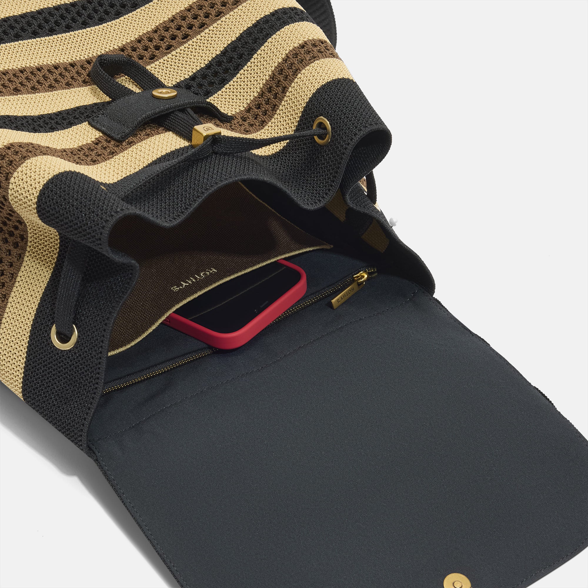 The Cinch Backpack - Mocha Stripe Crochet - 图片 6