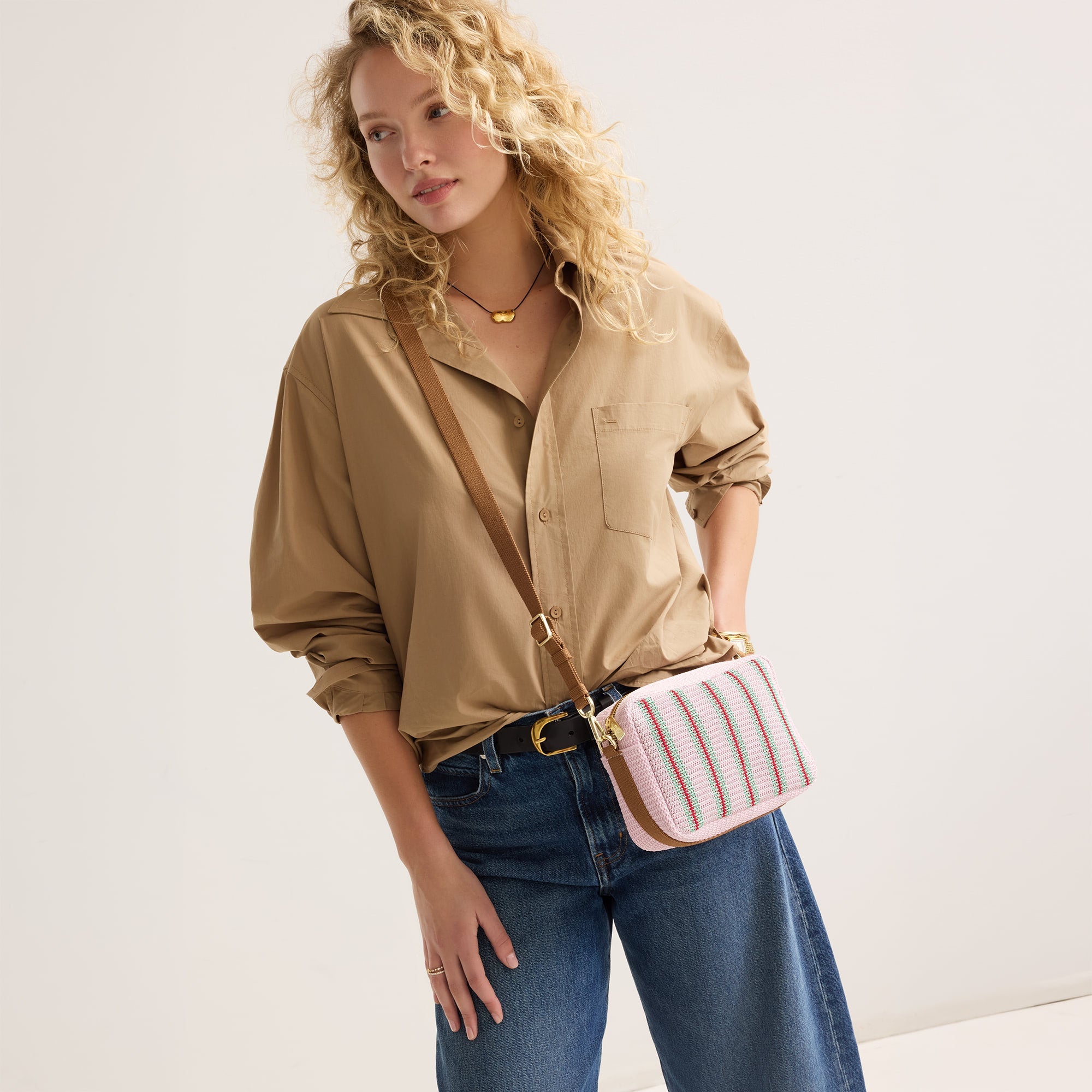 The Crossbody Camera Bag - Watermelon Market Stripe - 图片 3