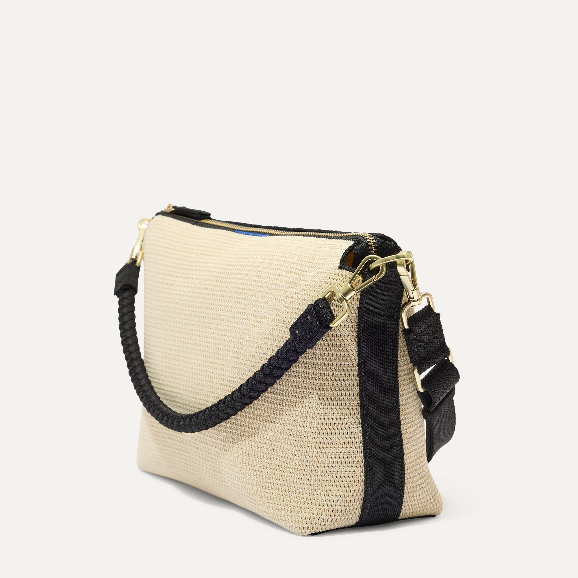 The Daily Crossbody - Black and White Raffia-Knit - 图片 5