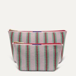 The Travel Pouch Set - Watermelon Market Stripe