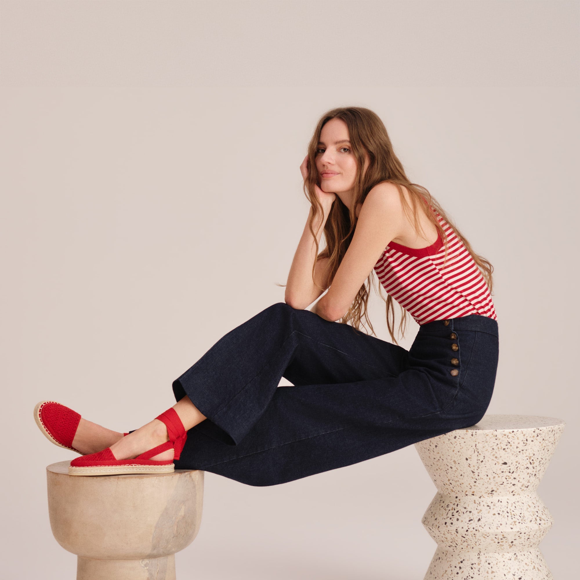 The D'Orsay Espadrille - Bright Red Crochet - 图片 3