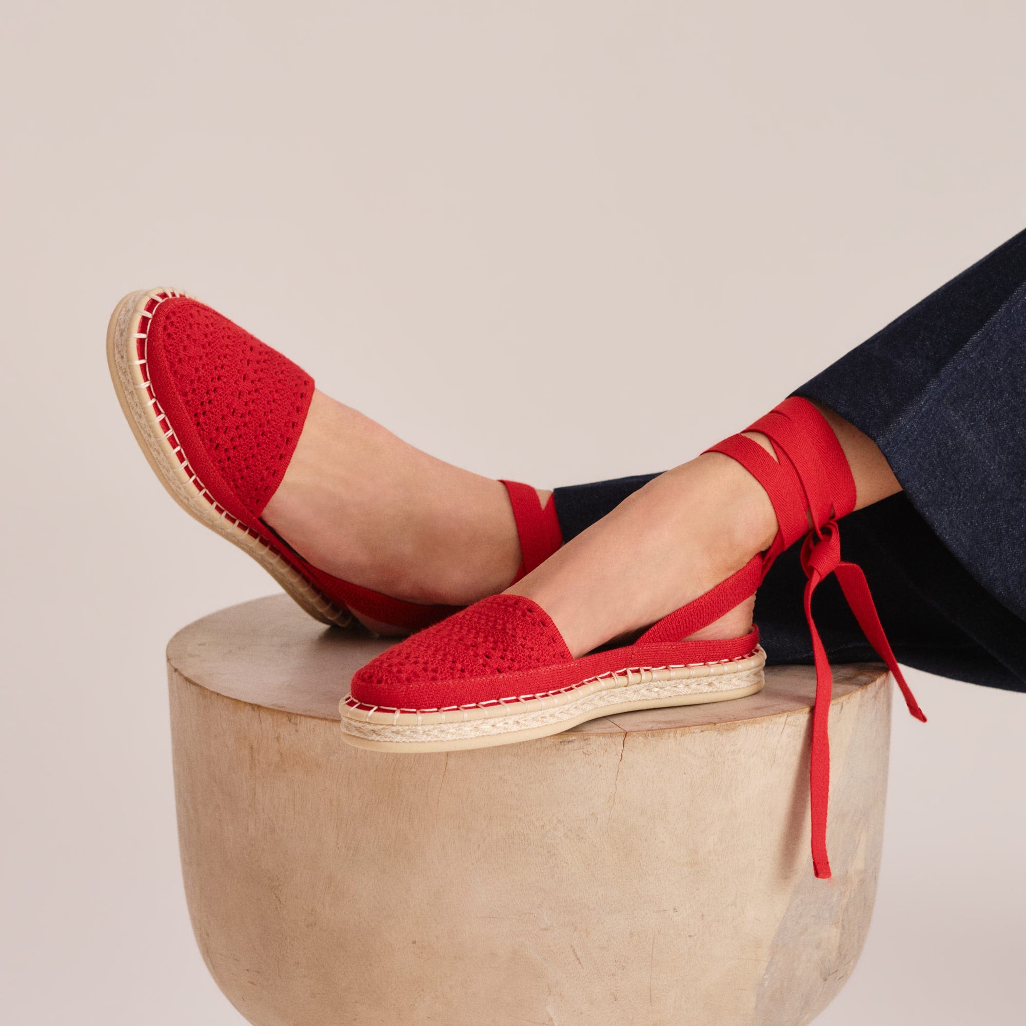 The D'Orsay Espadrille - Bright Red Crochet - 图片 2