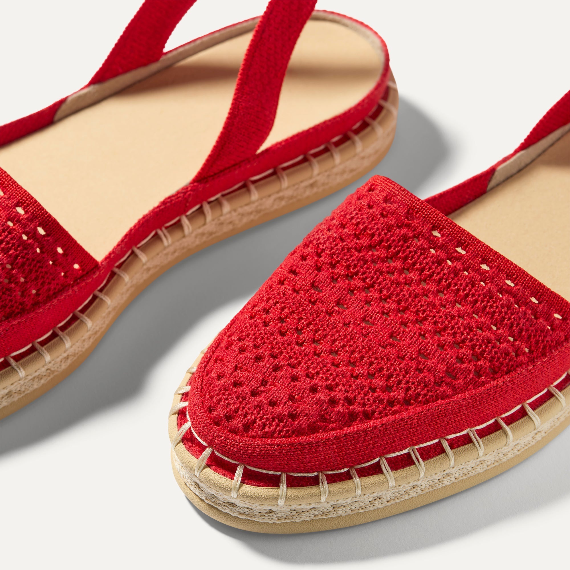The D'Orsay Espadrille - Bright Red Crochet - 图片 6
