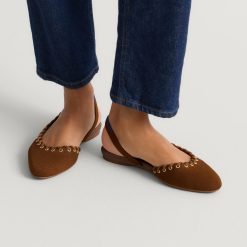 The Almond Slingback - Eyelet Russet